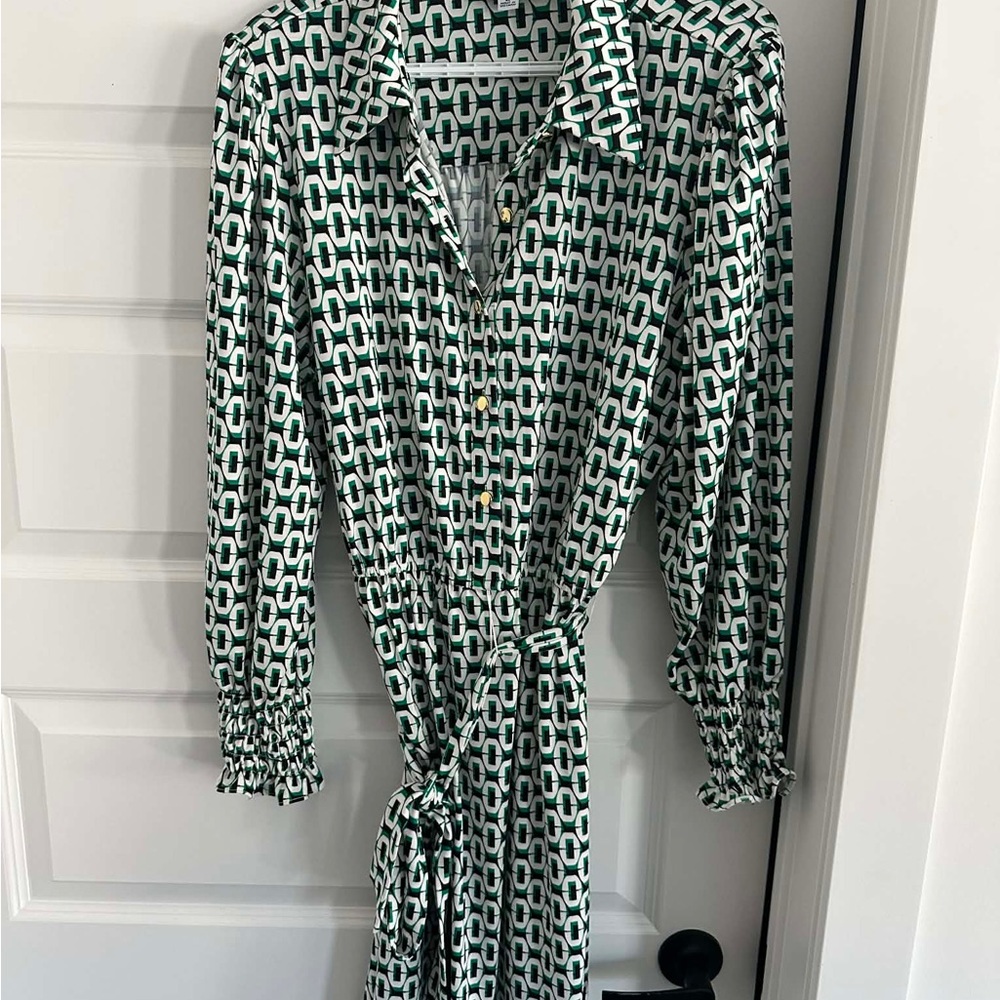 Green and White Dress